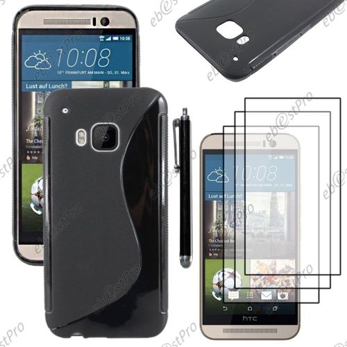 Ebeststar ® Housse Etui Coque Silicone Gel Motif S-Line Protection Souple Pour Htc One M9, One Hima, Couleur Noir + Stylet 3 Film