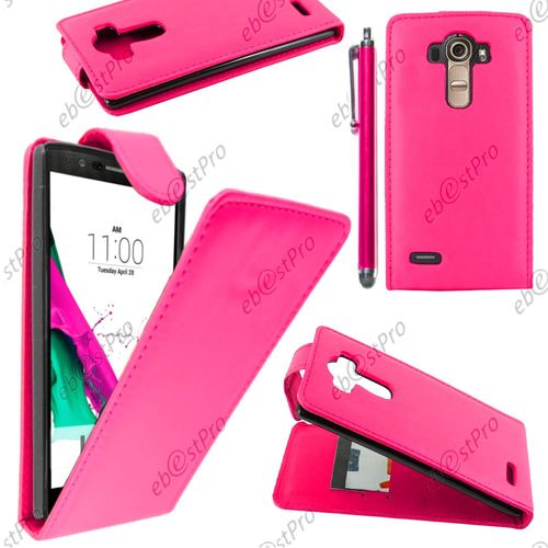 Ebeststar ® Housse Coque Etui Simili Cuir À Rabat Vertical Pour Lg G4 H815, G4 Dual-Lte, Couleur Rose + Stylet + Film Protection D'écran