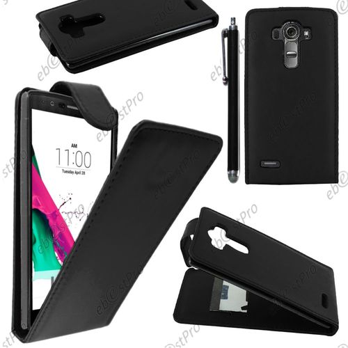 Ebeststar ® Housse Coque Etui Simili Cuir À Rabat Vertical Pour Lg G4 H815, G4 Dual-Lte, Couleur Noir + Stylet + Film Protection D'écran