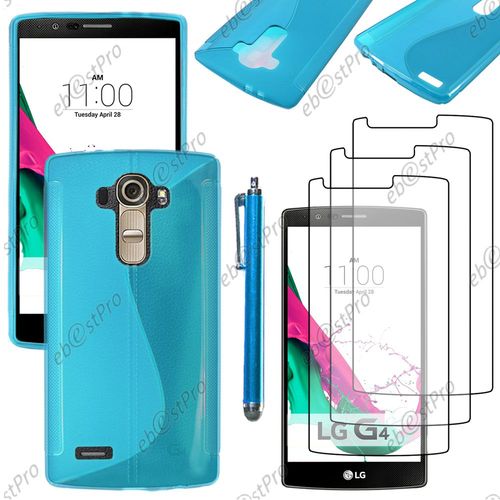 Ebeststar ® Housse Etui Coque Silicone Gel Motif S-Line Protection Souple Pour Lg G4 H815, G4 Dual-Lte, Couleur Bleu + Stylet 3 Film