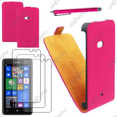 Ebeststar ® Housse Coque Etui En Pu Cuir À Rabat Ultra Fine (Slim Case) Pour Nokia Lumia 625, Couleur Rose + Stylet 3 Film