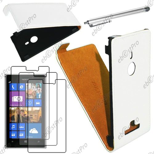 Ebeststar ® Housse Coque Etui En Pu Cuir À Rabat Ultra Fine (Slim Case) Pour Nokia Lumia 925, Couleur Blanc + Stylet 3 Film