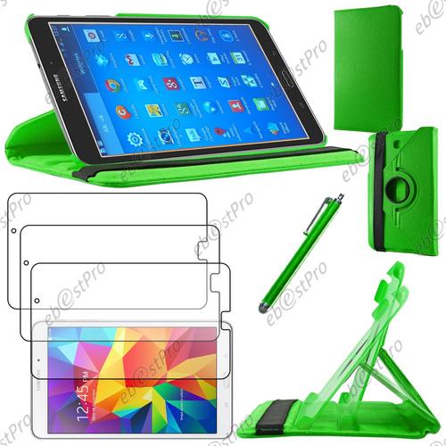 Ebeststar ® Housse Coque Etui Pu Cuir Rotatif Avec Support À Rotation 360° Pour Samsung Galaxy Tab 4 8.0 Sm-T330, T331 Sm-T335, Couleur Vert + Stylet 3 Film