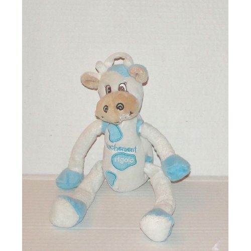 Vache Blanche Et Bleu Doudou Vachement Rigolo Cmp 30cm
