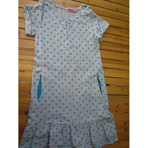 Robe Grises Avec Petits Pois Turquoise Taille 10
