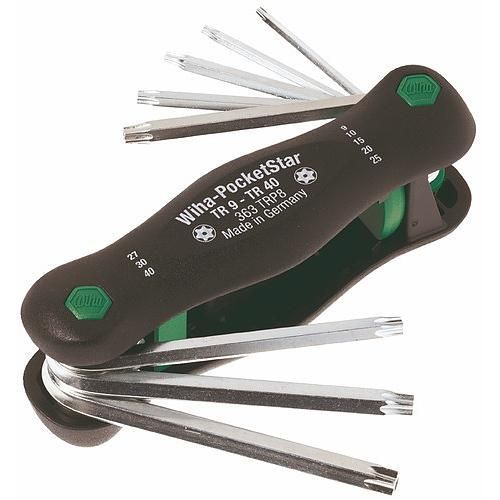Poignée de 8 clés torx antivol percé, T9 à T40, SB 363TR P8 WIHA