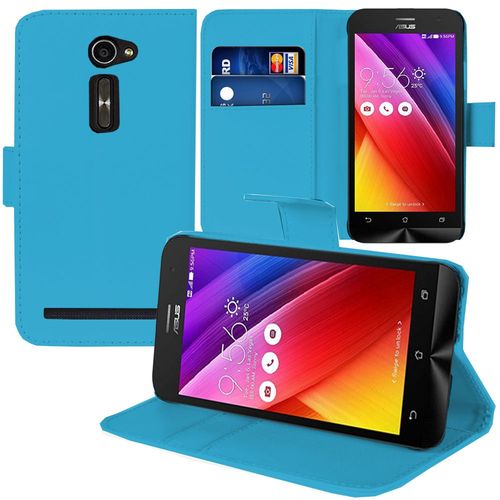 Etui Portefeuille Pour Asus Zenfone 2 Ze500cl/ Zenfone 2e Z00d Support Video Cuir Pu - Bleu