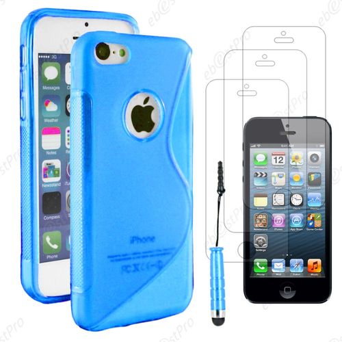 Ebeststar ® Housse Etui Coque Silicone Gel Motif S-Line Protection Souple Pour Apple Iphone 5s, 5, Couleur Bleu + Mini Stylet 3 Film