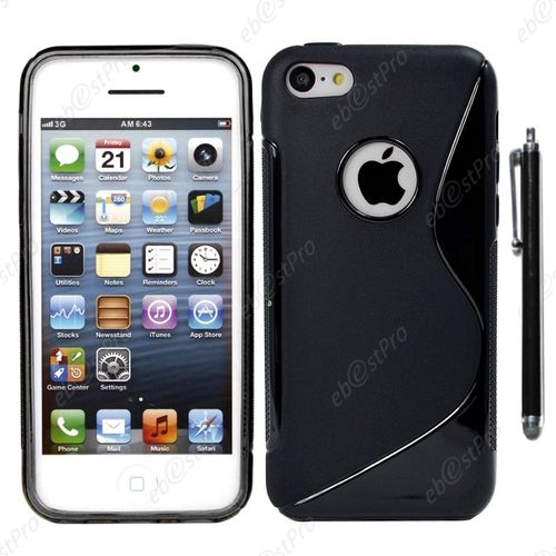 Ebeststar ® Housse Etui Coque Silicone Gel Motif S-Line Protection Souple Pour Apple Iphone 5s, 5, Couleur Noir + Stylet + Film Protection D'écran
