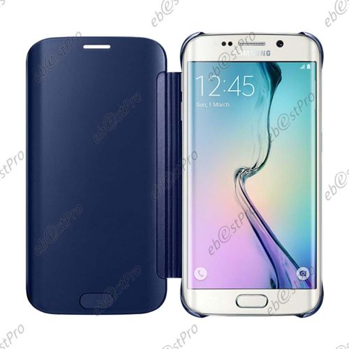 Ebeststar ® Coque Clearview Miroir Etui À Rabat Pour Samsung Galaxy S6 Edge Sm-G925f G925, Couleur Bleu Foncé + Film Protection D'écran