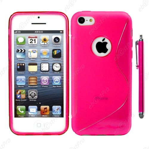 Ebeststar ® Housse Etui Coque Silicone Gel Motif S-Line Protection Souple Pour Apple Iphone 5c, Couleur Rose + Stylet + Film Protection D'écran
