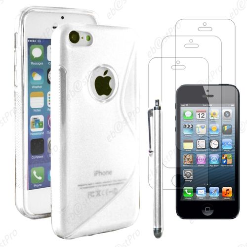 Ebeststar ® Housse Etui Coque Silicone Gel Motif S-Line Protection Souple Pour Apple Iphone 5s, 5, Couleur Transparent + Stylet 3 Film