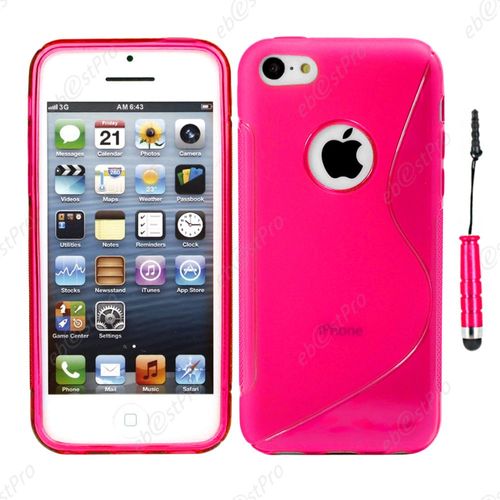 Ebeststar ® Housse Etui Coque Silicone Gel Motif S-Line Protection Souple Pour Apple Iphone 5c, Couleur Rose + Mini Stylet + Film Protection D'écran
