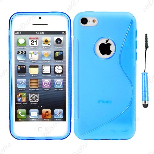 Ebeststar ® Housse Etui Coque Silicone Gel Motif S-Line Protection Souple Pour Apple Iphone 5s, 5, Couleur Bleu + Mini Stylet + Film Protection D'écran