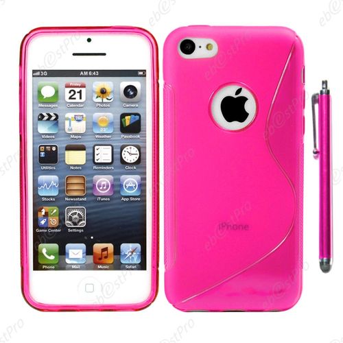 Ebeststar ® Housse Etui Coque Silicone Gel Motif S-Line Protection Souple Pour Apple Iphone 5s, 5, Couleur Rose + Stylet + Film Protection D'écran