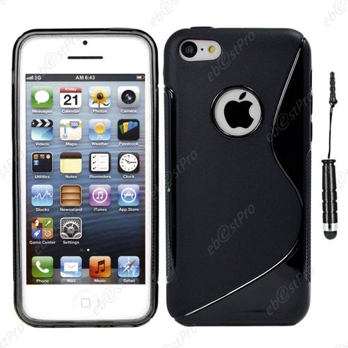 Ebeststar ® Housse Etui Coque Silicone Gel Motif S-Line Protection Souple Pour Apple Iphone 5s, 5, Couleur Noir + Mini Stylet + Film Protection D'écran