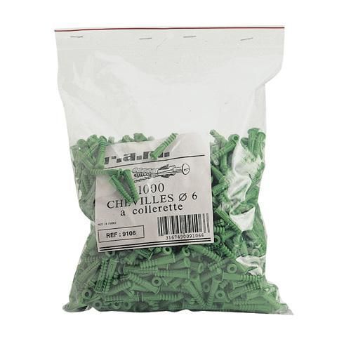 Cheville polyéthylène sans colllerette jaune - diam 7 mm - 1000 pièces RAM