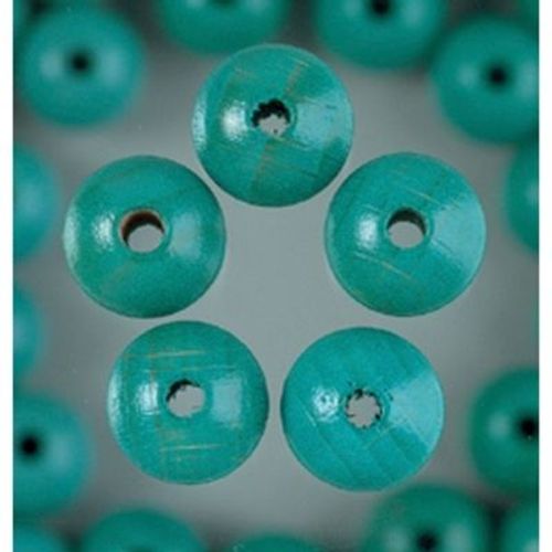 Lot De 53 Perles En Bois Teinté De Diamètre 10 Mm  - 54: Turquoise
