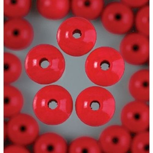 Lot De 110 Perles En Bois Teinté Diam. 6 Mm  - 29: Rouge