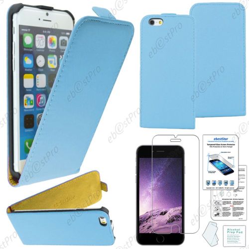 Ebeststar ® Film Verre Trempé + Etui Pu Cuir Rabattable Housse Coque Ultra Slim Pour Apple Iphone 6 Plus Écran 5,5", Couleur Bleu + Film Verre