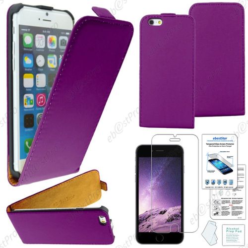 Ebeststar ® Film Verre Trempé + Etui Pu Cuir Rabattable Housse Coque Ultra Slim Pour Apple Iphone 6 Plus Écran 5,5", Couleur Violet + Film Verre