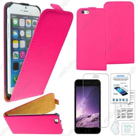 Ebeststar ® Film Verre Trempé + Etui Pu Cuir Rabattable Housse Coque Ultra Slim Pour Apple Iphone 6 Plus Écran 5,5", Couleur Rose + Film Verre