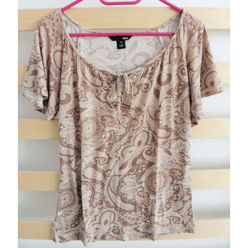 T-Shirt Marron Motif Fleuri. H&m. Taille 36/38