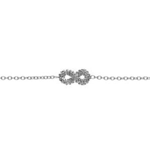 Bracelet Argent Rhodié Claire Infini Évidé Perlé 16+3cm