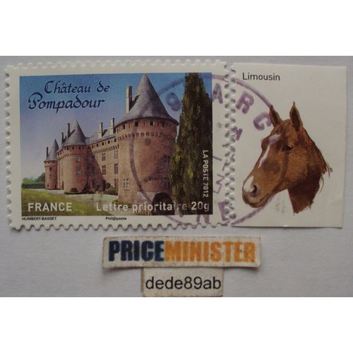 France.. Le Château De Pompadour (Corrèze) . Oblitéré Avec Sa Vignette . Used Stamp .