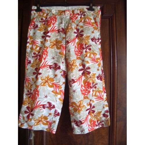 Pantacourt Banana Brazil Taille 38 Superbes Imprimés Ton Orange