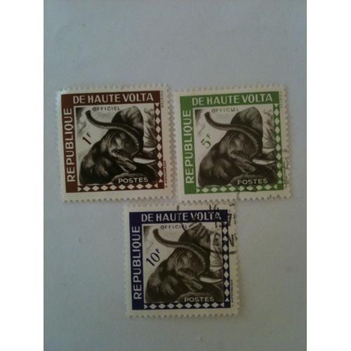 Lot De 3 Timbres Éléphant République De Haute Volta