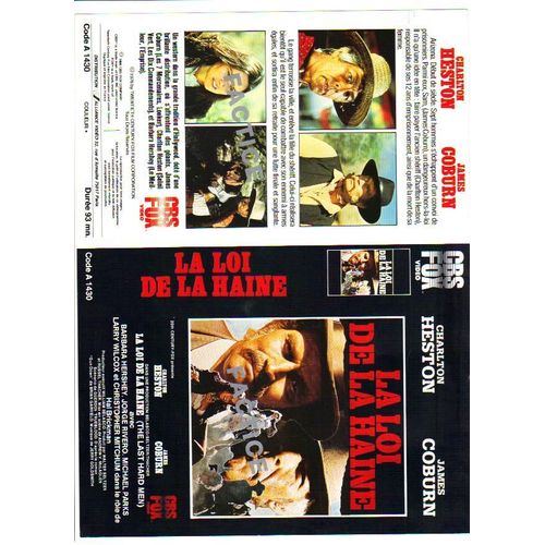 Jaquette Vhs  La Loi De La Haine .Charlton Heston