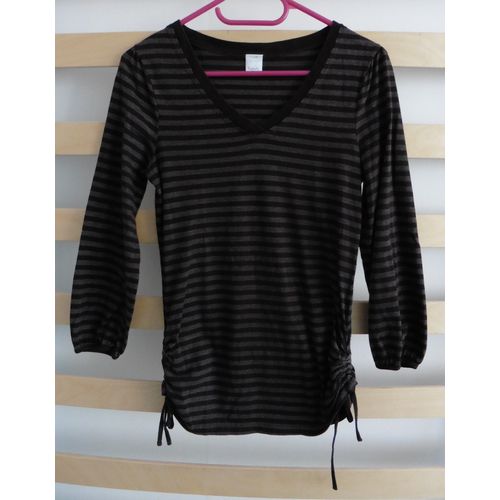 T-Shirt Rayé Marron À Fronces. Camaïeu. Taille 38