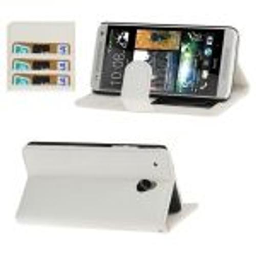 Htc One Mini / M4 : Coque Housse En Cuir ( Pu) Blanc