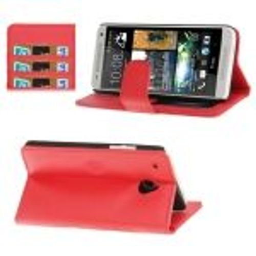 Htc One Mini / M4 : Coque Housse En Cuir ( Pu) Rouge