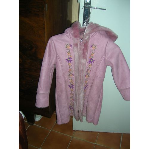Manteau Vynil Fraise Fourré 8 Ans.