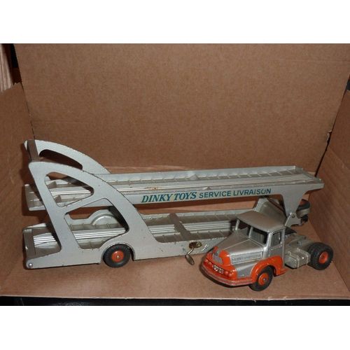 [173] Miniature 1/43ème : Tracteur Unic - Couleur Gris, Ailes Et Avant Rouge - Marque : Dinky Supertoys-Dinky Toys