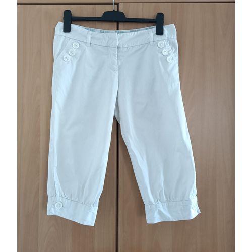 Corsaire. Pantacourt Blanc. Stradivarius. Coton. Taille 38