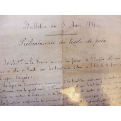 Bulletin Du 3 Mars 1871 - Préliminaire Au Traité De Paix.