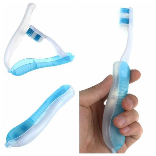 Portable Randonnée Voyage De Brosse À Dents Pliable De Camping Soins Dentaires Bleu