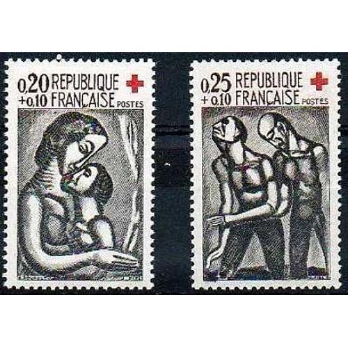 France 1961, Très Belle Paire Timbres Neufs ** Luxe Yvert 1323 1324, Au Profit De La Croix Rouge, Reproduction D'oeuvres De Rouault.