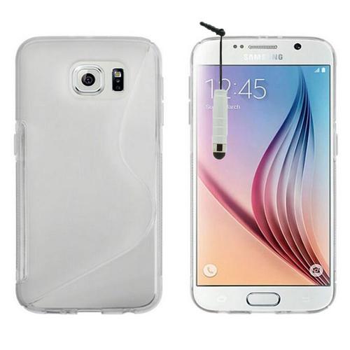 Coque Silicone Pour Samsung Galaxy S6 Sm-G920 5.1" Gel Motif S Au Dos - Transparent + Mini Stylet