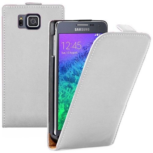 Etui Rabattable Verticale Pour Samsung Galaxy Alpha 4.7" En Cuir Pu - Blanc