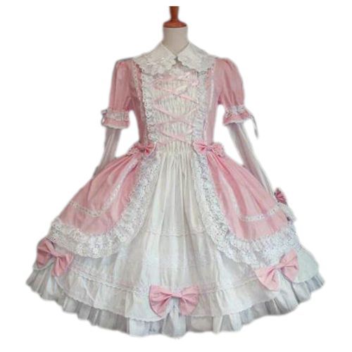 Robe Dress Lolita Maid Babies Blanche & Rose Original Travaillée Élégante Fête Soirée À Thème Réception Cosplay. Black Sugar Vente Accessoire Vêtement Robe Sac Chaussure Lolilta Gothic Sweet Lolita