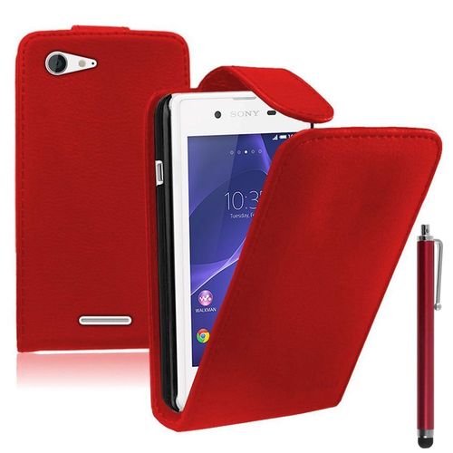 Etui Simili Cuir Pour Sony Xperia E3 4.5" - Rouge + Stylet