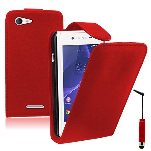 Etui Simili Cuir Pour Sony Xperia E3 4.5" - Rouge + Mini Stylet