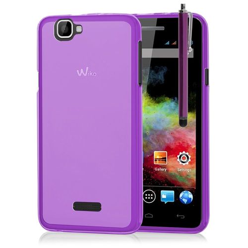 Coque Silicone Gel Pour Wiko Rainbow 4g - Violet + Stylet