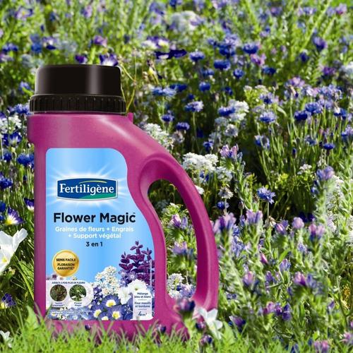 Flower Magic Graines De Fleurs + Engrais + Support Végétal (Fertiligène) Melange Bleu & Blanc 