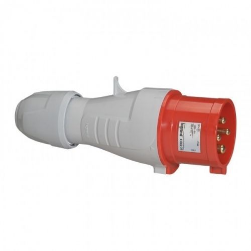 fiche droite mâle 32 ampères 3p+t ip44 rouge - legrand 555238