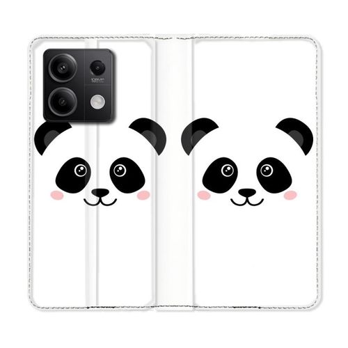 Housse Cuir Portefeuille Pour Xiaomi Redmi Note 13 5g Animal Panda Blanc